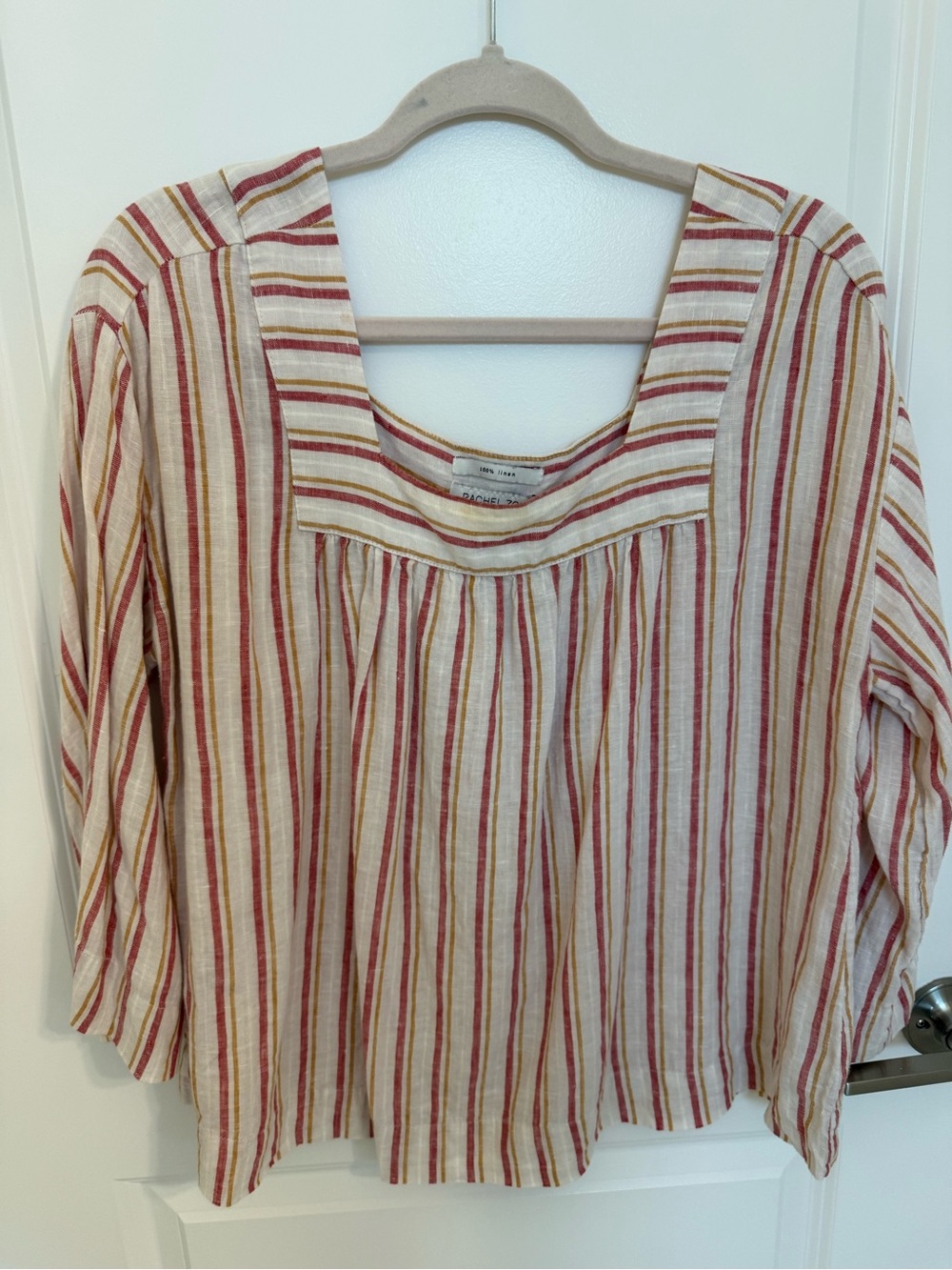 Rachel Zoe Red & Cream Striped Linen Top
